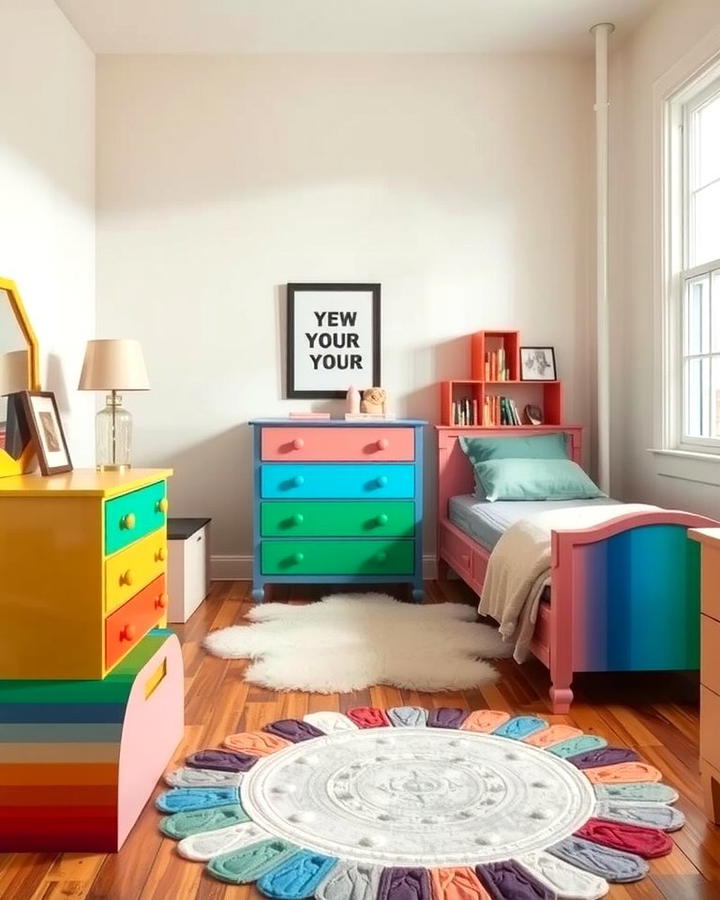 Rainbow Painted Furniture - 25 Rainbow Bedroom Ideas