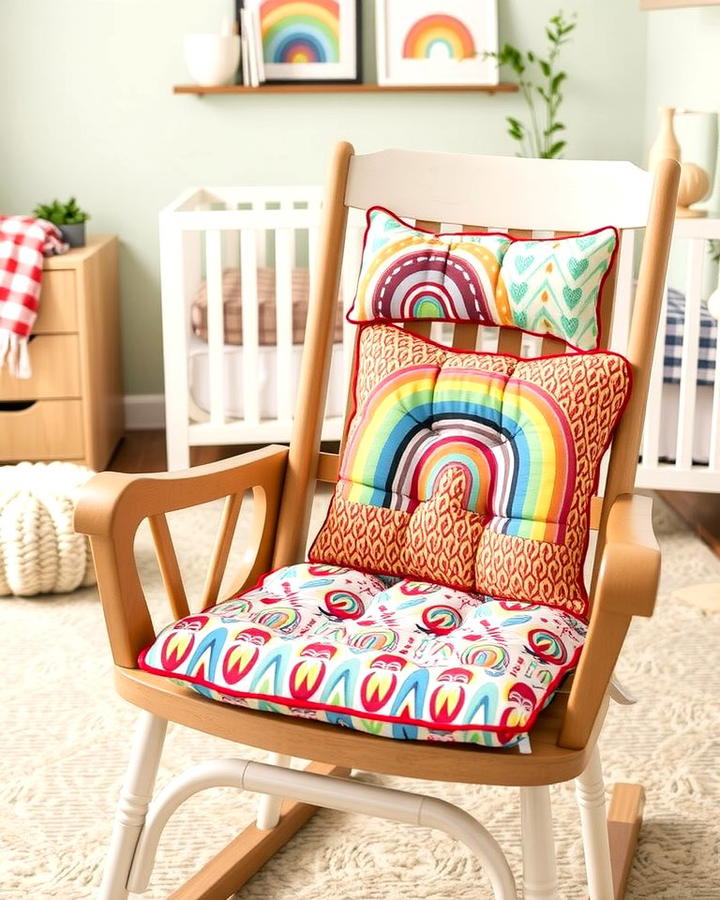 Rainbow Rocking Chair Cushions - 25 Rainbow Nursery Ideas