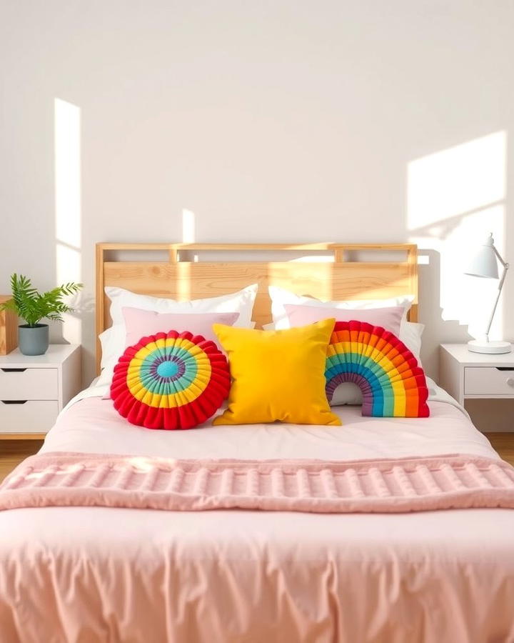 Rainbow Throw Pillows - 25 Rainbow Bedroom Ideas