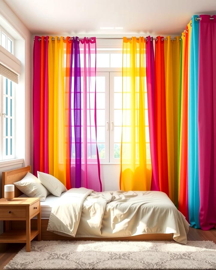 Rainbow Window Treatments for Natural Light Play - 25 Rainbow Bedroom Ideas