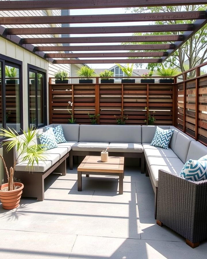 Raised Patio with Built In Bench Seating - 25 Raised Concrete Patio Ideas