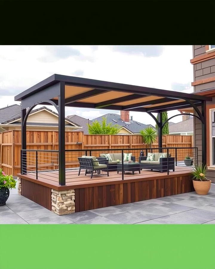 Raised Patio with Covered Canopy - 25 Raised Concrete Patio Ideas