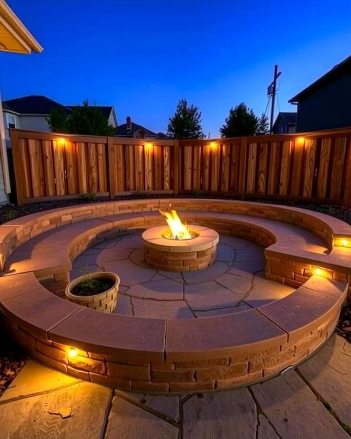 Raised Patio with Fire Pit Centerpiece - 25 Raised Concrete Patio Ideas