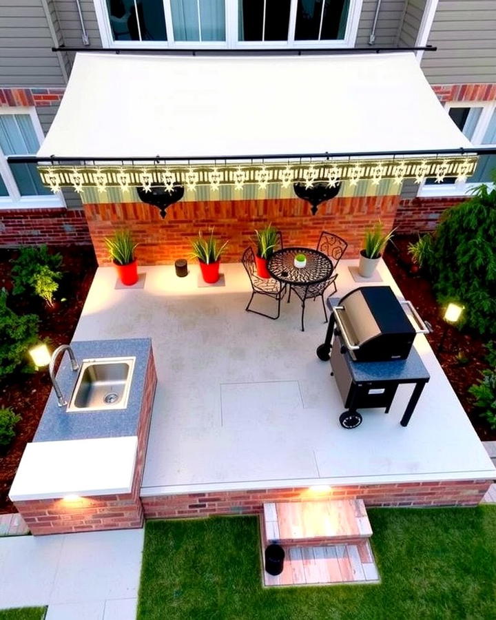 Raised Patio with Outdoor Kitchen Setup - 25 Raised Concrete Patio Ideas