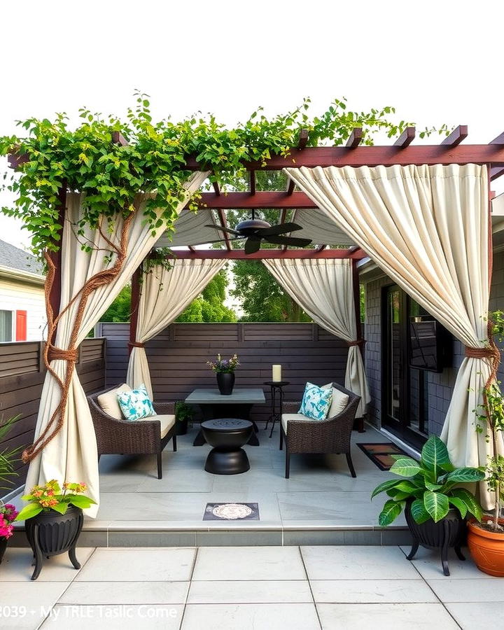 Raised Patio with Pergola for Shade - 25 Raised Concrete Patio Ideas