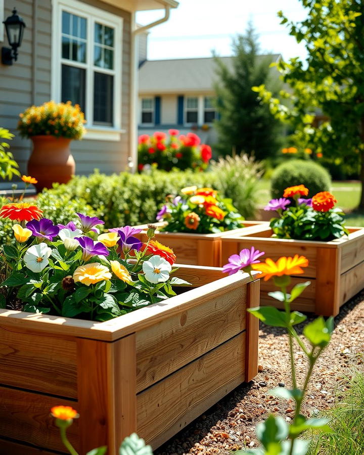 Raised Wooden Flower Beds - 30 Front Yard Flower Bed Ideas