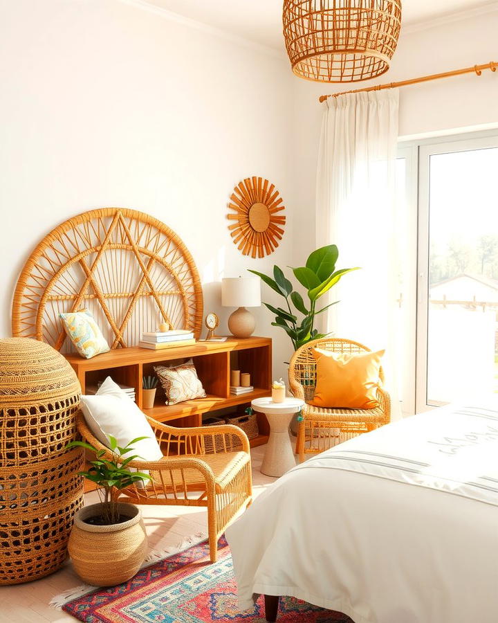 Rattan Accents - 30 80s Bedroom Ideas