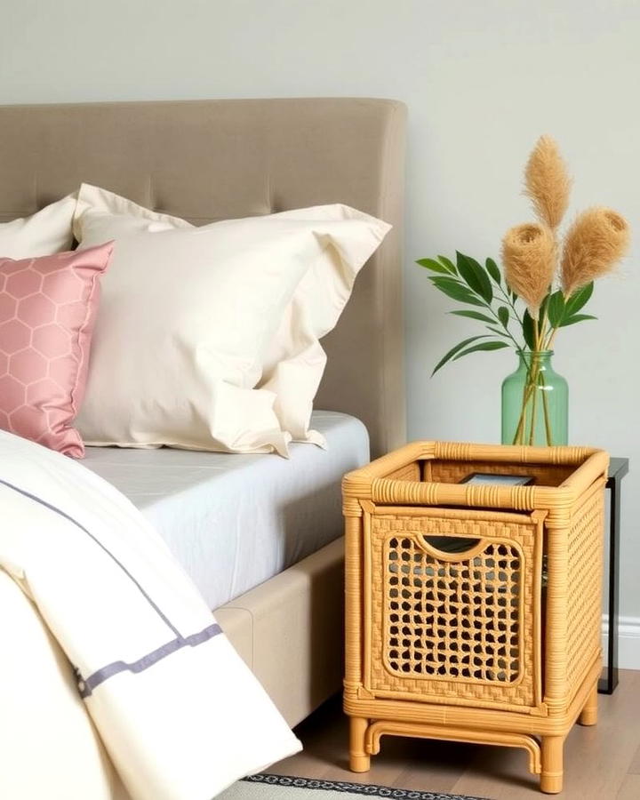 Rattan Bedside Tables with Storage - 25 rattan bedroom furniture ideas