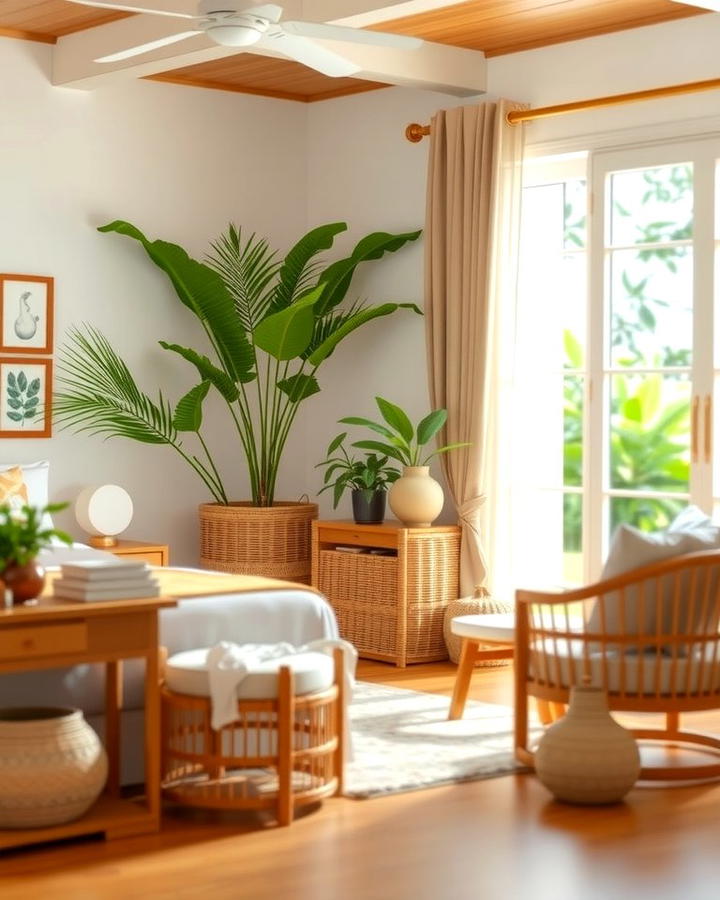 Rattan Furniture Accents - 25 Tropical Bedroom Ideas