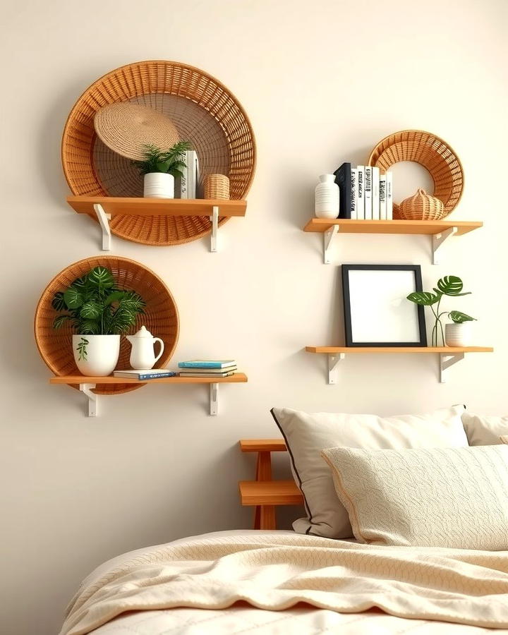 Rattan Shelves for Display and Storage - 25 rattan bedroom furniture ideas