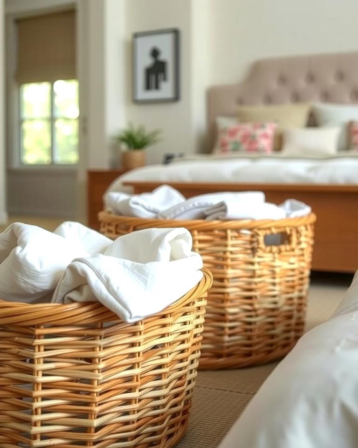 Rattan Storage Baskets for Organization - 25 rattan bedroom furniture ideas