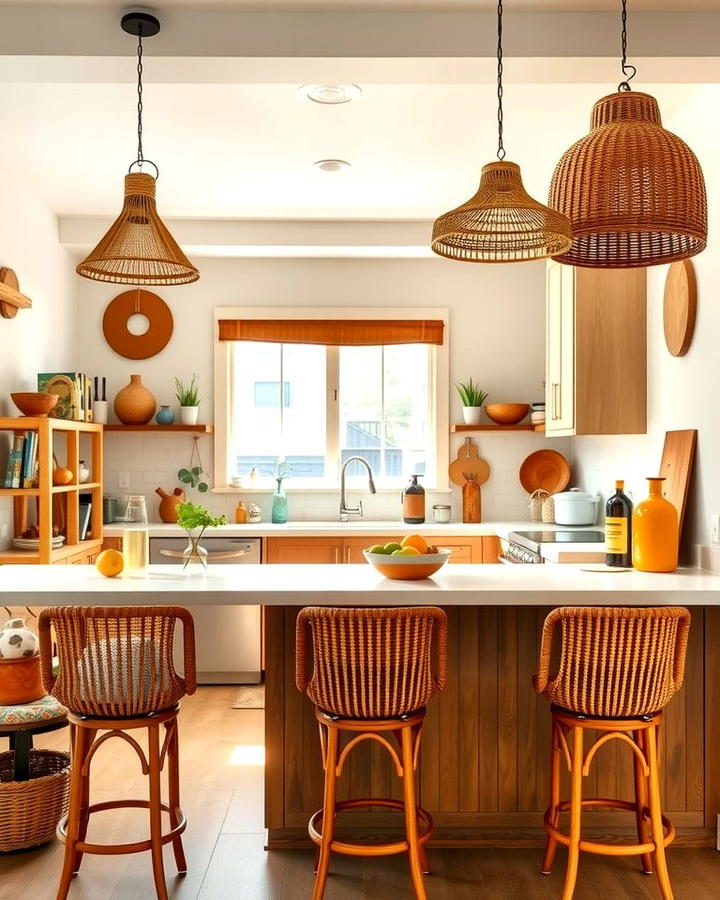 Rattan and Wicker Accents - 30 70s Kitchen Ideas