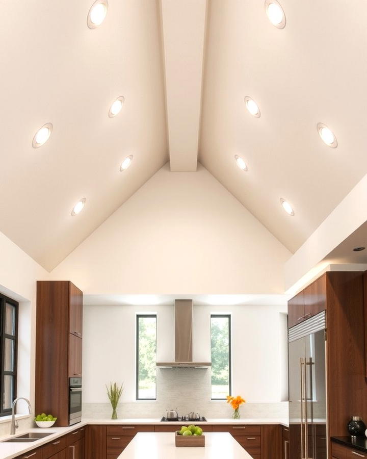 Recessed Lighting for Sleek Illumination - 25 Vaulted Ceiling Kitchen Ideas