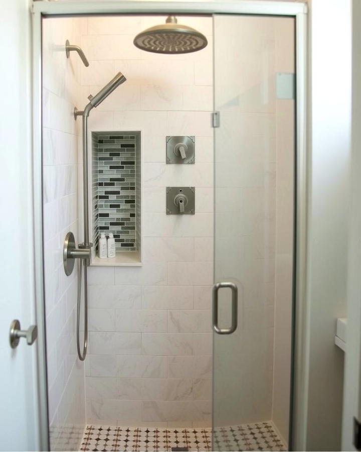 Recessed Storage Niche - 25 Small Bathroom Walk-in Shower Ideas