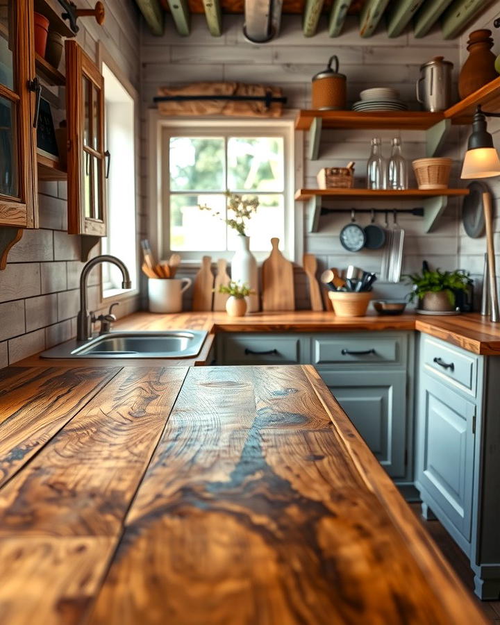 Reclaimed Wood Countertops - 25 Vintage Kitchen Ideas