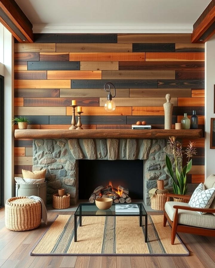 Reclaimed Wood Fireplace Wall - 30 Fireplace Wall Ideas