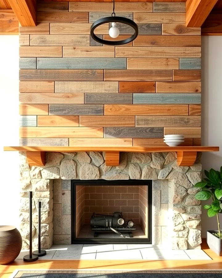 Reclaimed Wood Mantel - 30 Fireplace Wall Ideas