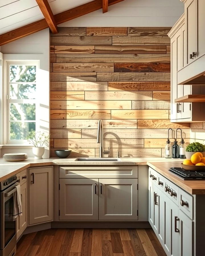 Reclaimed Wood Panels - 25 Rustic Backsplash Ideas