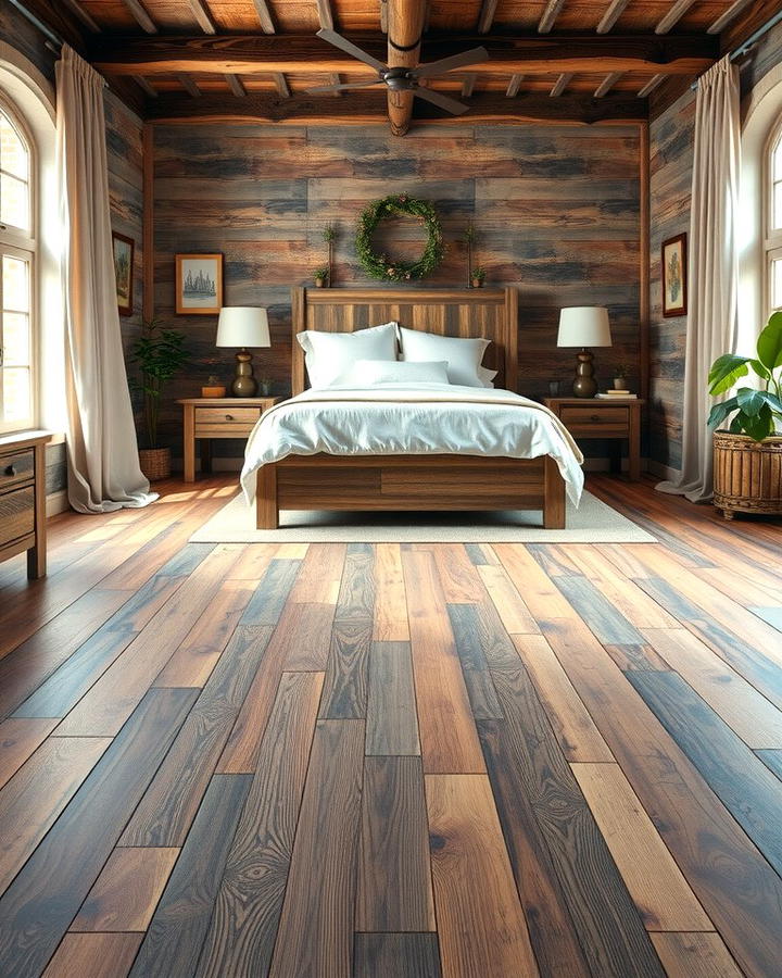 Reclaimed Wood Rustic Appeal - 30 Bedroom Flooring Ideas