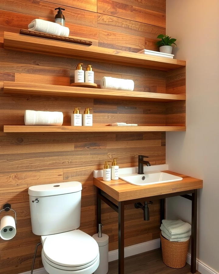 Reclaimed Wood Shelves - 25 Natural Bathroom Ideas