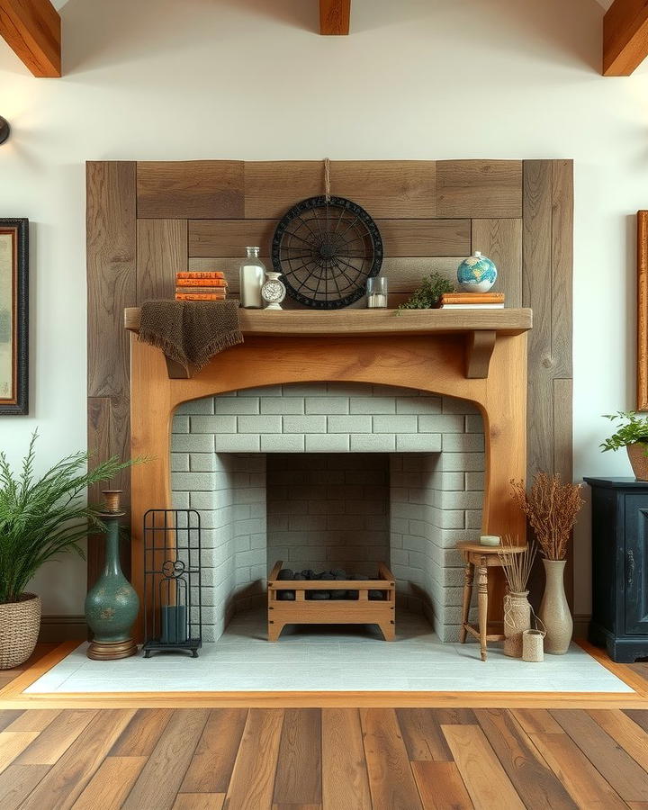 Reclaimed Wood Surround Fireplace - 25 Rustic Fireplaces