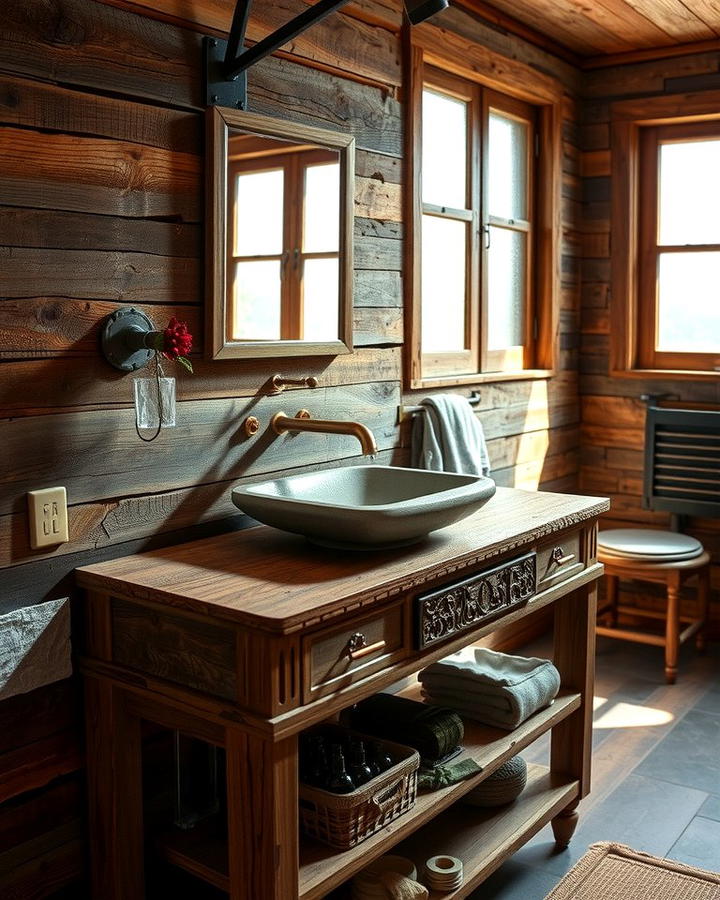 Reclaimed Wood Vanity - 25 Rustic Bathroom Ideas