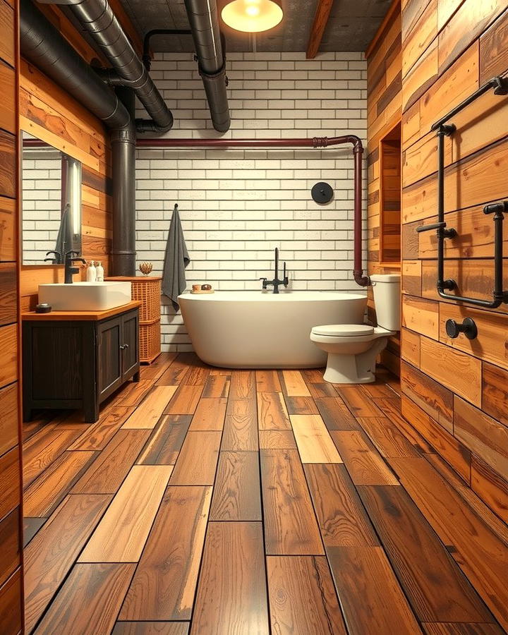 Reclaimed Wood for Eco Friendly Style - 30 Ideas for Wood Floors in Bathrooms