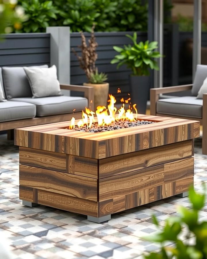 Rectangular Gas Fire Pit with Wood Look - 25 Wood Burning Fire Pit Ideas