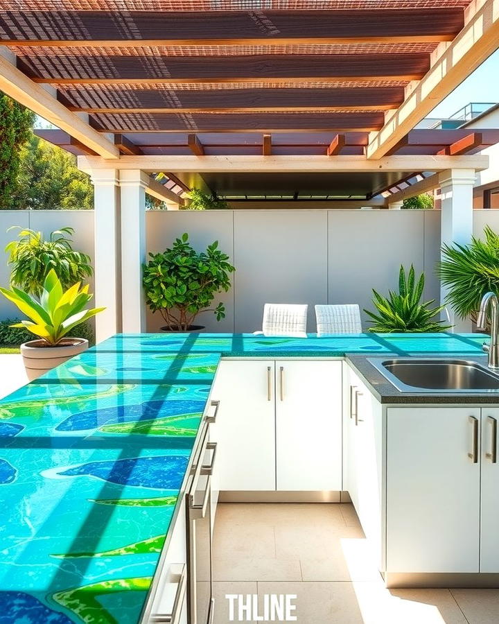 Recycled Glass Countertops for Eco Friendly Design - 25 Outdoor Countertop Ideas