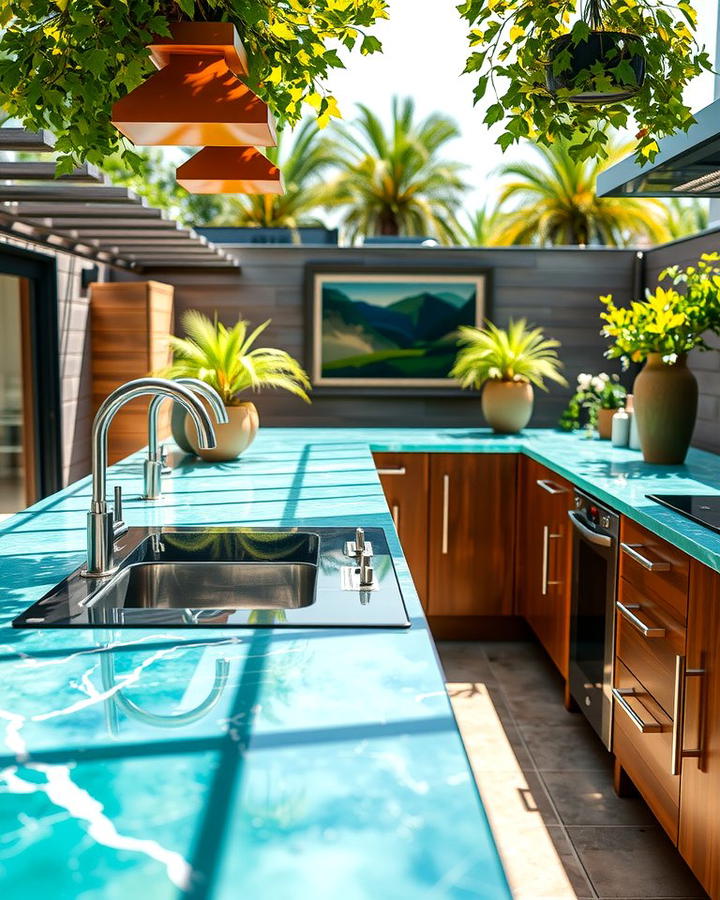 Recycled Glass Countertops for Eco Friendly Style - 25 Outdoor Kitchen Countertop Ideas