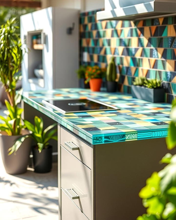 Recycled Glass Countertops - 25 Types of Outdoor Kitchen Countertops