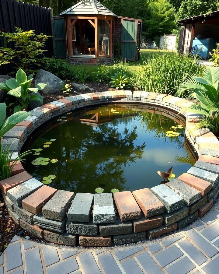 Recycled Material Edges - 25 Pond Edging Ideas