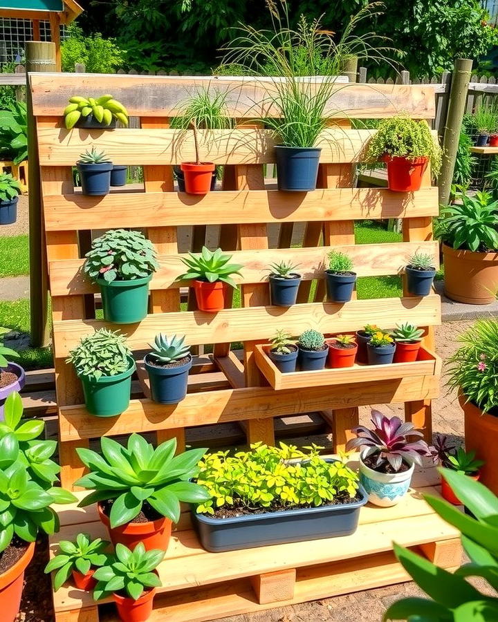 Recycled Pallet Plant Displays - 25 Outdoor Plant Stand Ideas