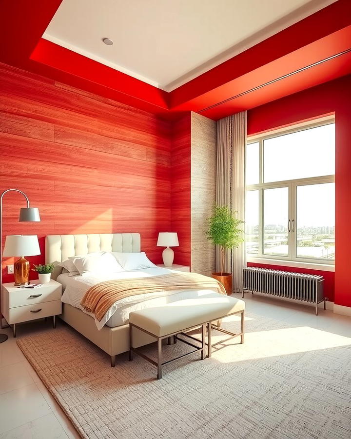 Red Accent Wall for a Bold Statement - 25 Red Bedroom Ideas