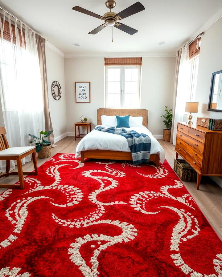 Red Area Rug - 25 Red Bedroom Ideas