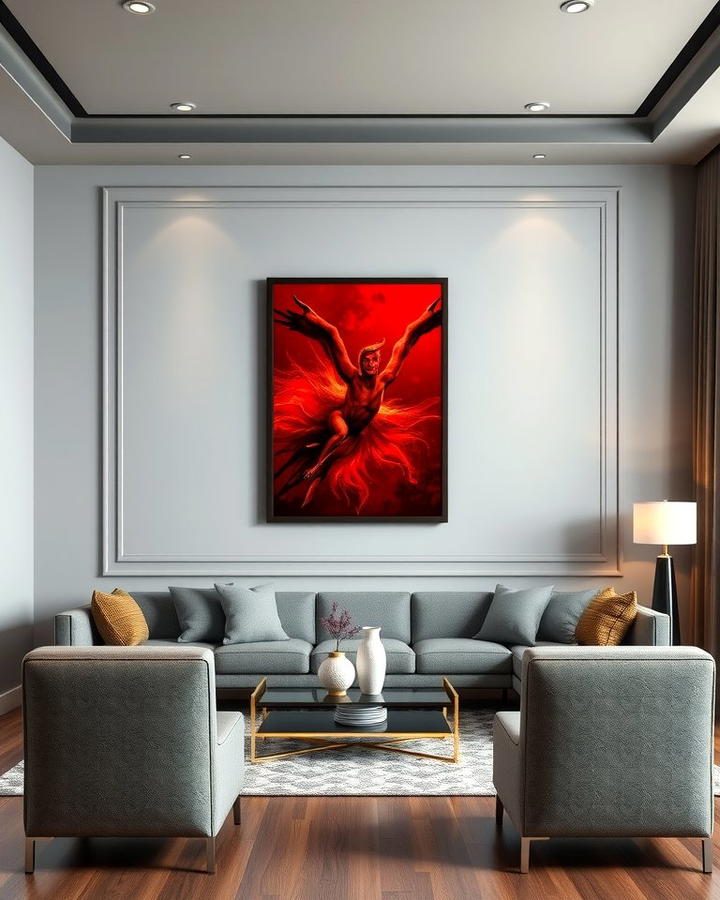 Red Artwork on Grey Walls - 25 Red and Grey Living Room Ideas