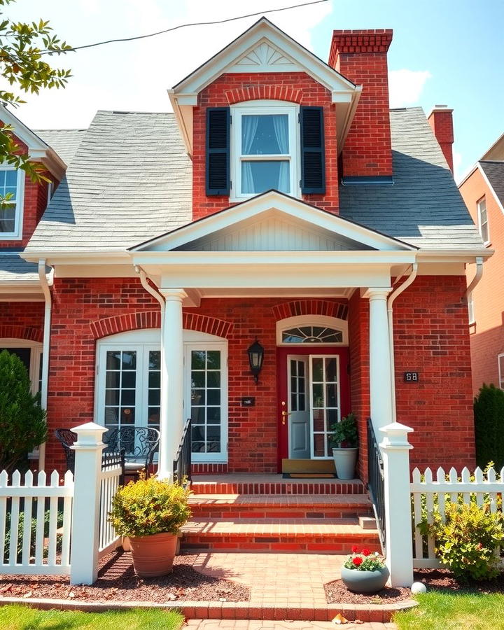 Red Brick with Classic White Trim - 25 red home exterior ideas