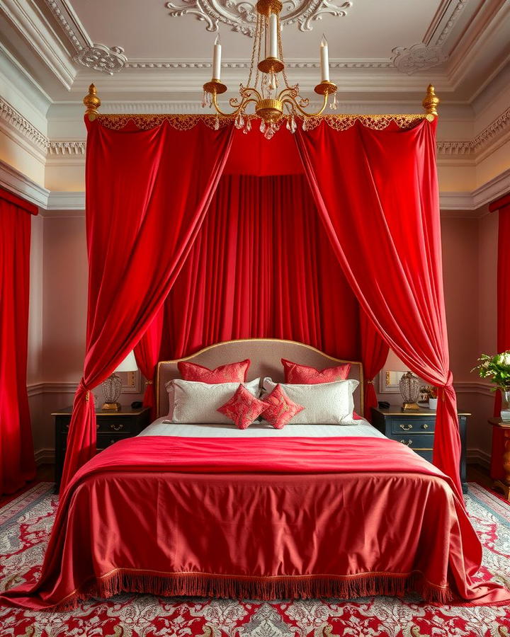 Red Canopy Bed - 25 Red Bedroom Ideas