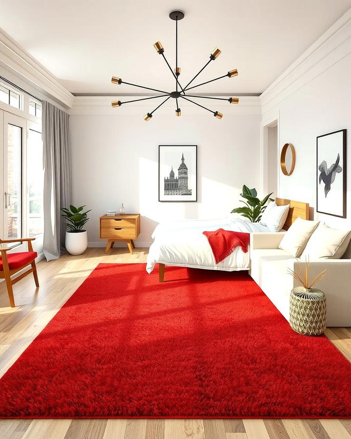 Red Carpets or Rugs for Warmth - 25 Red Bedroom Ideas