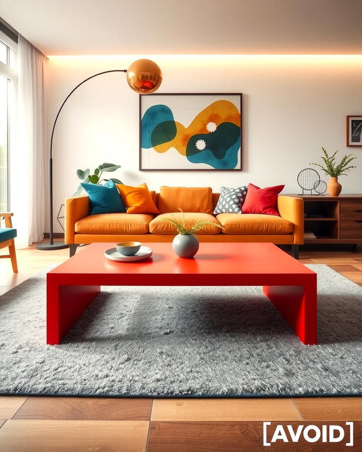 Red Coffee Table with Grey Rug - 25 Red and Grey Living Room Ideas