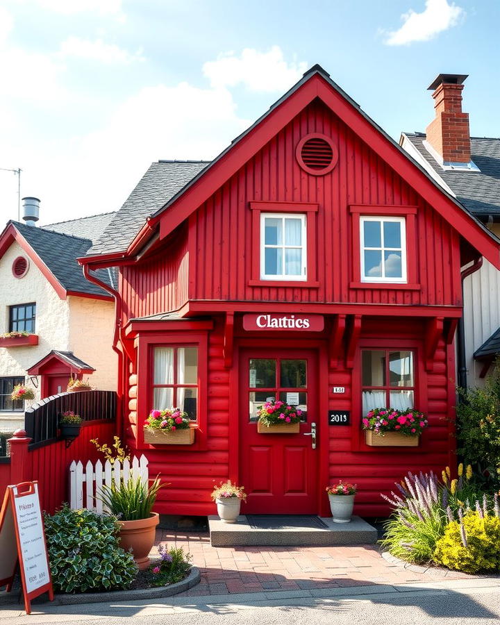 Red Cottage with Flower Boxes - 25 red home exterior ideas