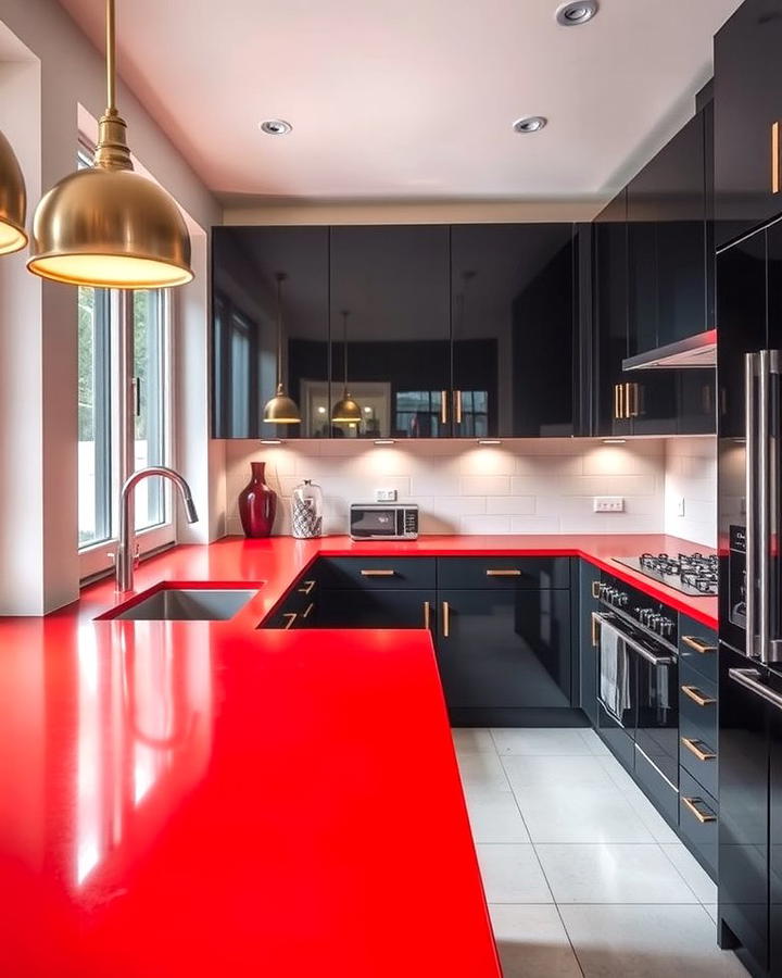 Red Countertops with Black Cabinets - 25 red and black kitchen ideas