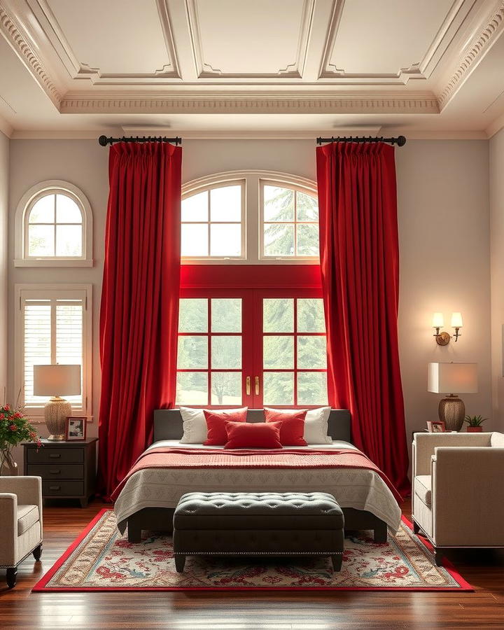 Red Curtains for a Dramatic Flair - 25 Red Bedroom Ideas