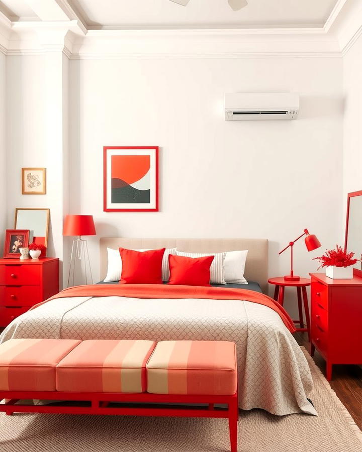 Red Furniture Accents for Subtle Charm - 25 Red Bedroom Ideas