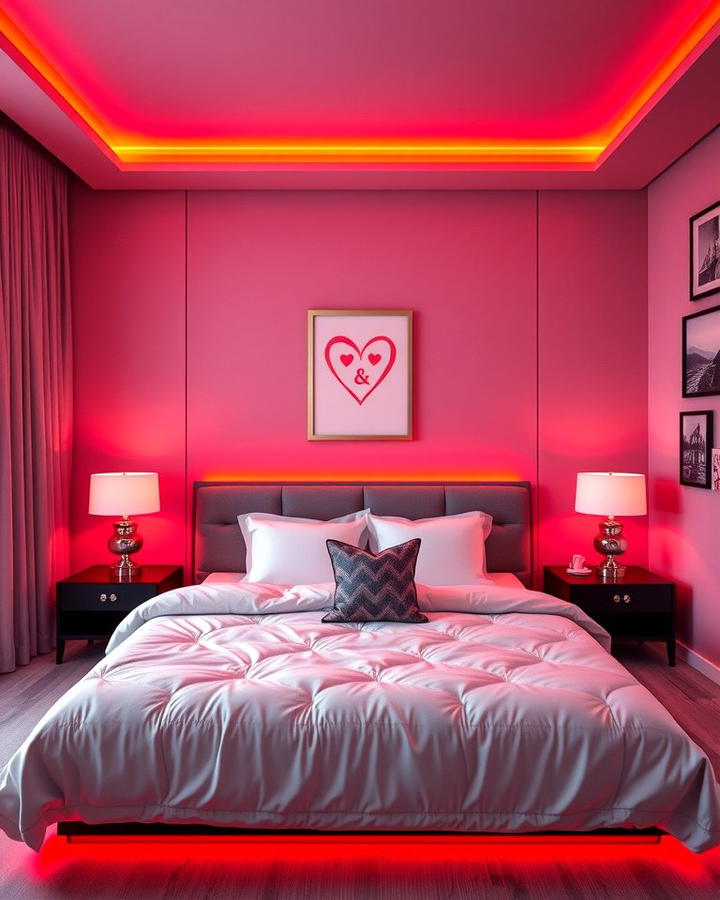 Red Lighting Accents - 25 Red Bedroom Ideas