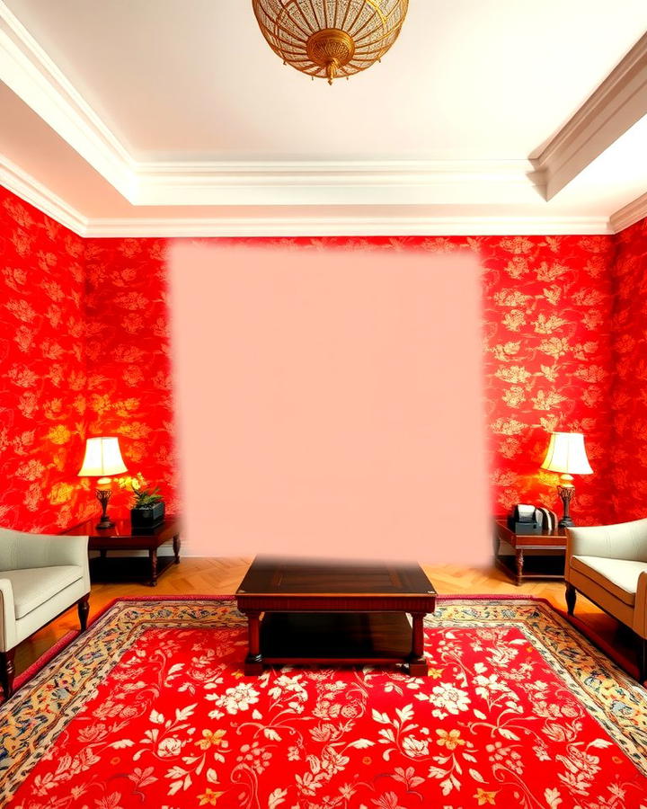 Red Patterned Wallpaper - 25 Red Bedroom Ideas