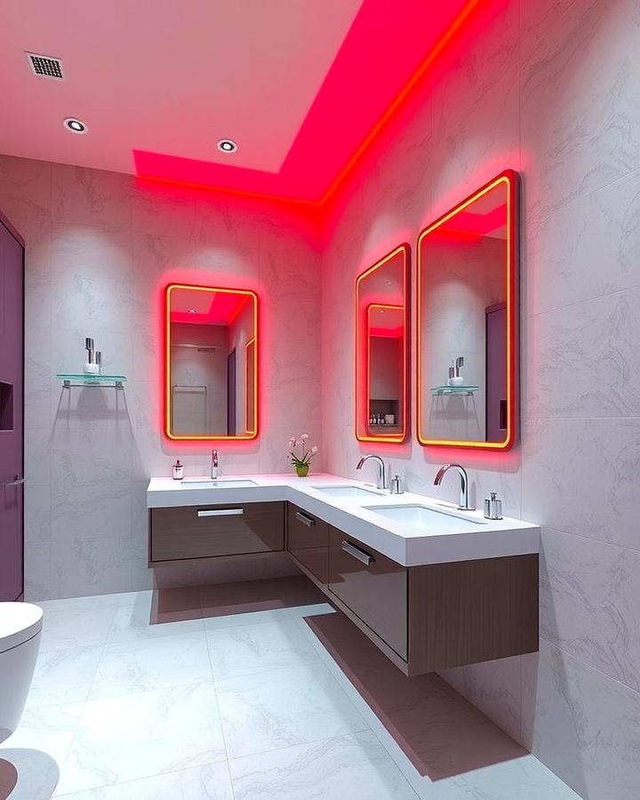 Red Vanity Lighting - 25 Red Bathroom Ideas