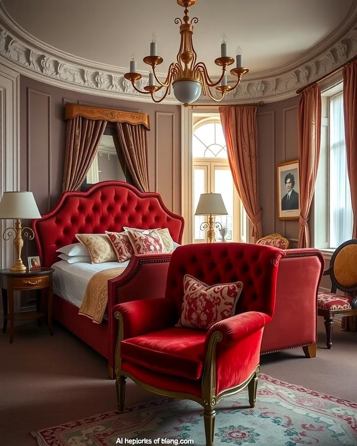 Red Velvet Upholstered Furniture - 25 Red Bedroom Ideas