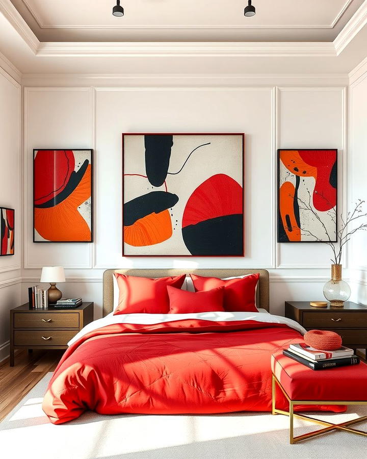 Red and Black Abstract Art - 25 Red and Black Bedroom Ideas