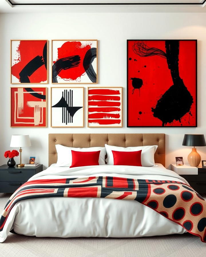 Red and Black Artwork - 25 Red and Black Bedroom Ideas